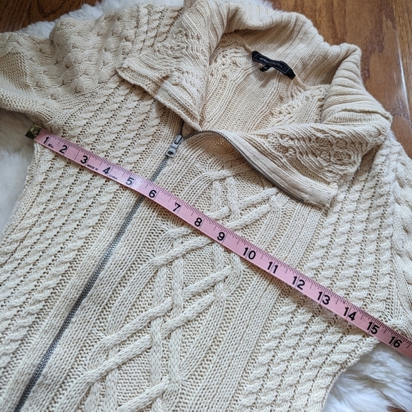 Bcbgmaxazria knit zippered cardigan sweater zanzi cream xs - Picture 11 of 14